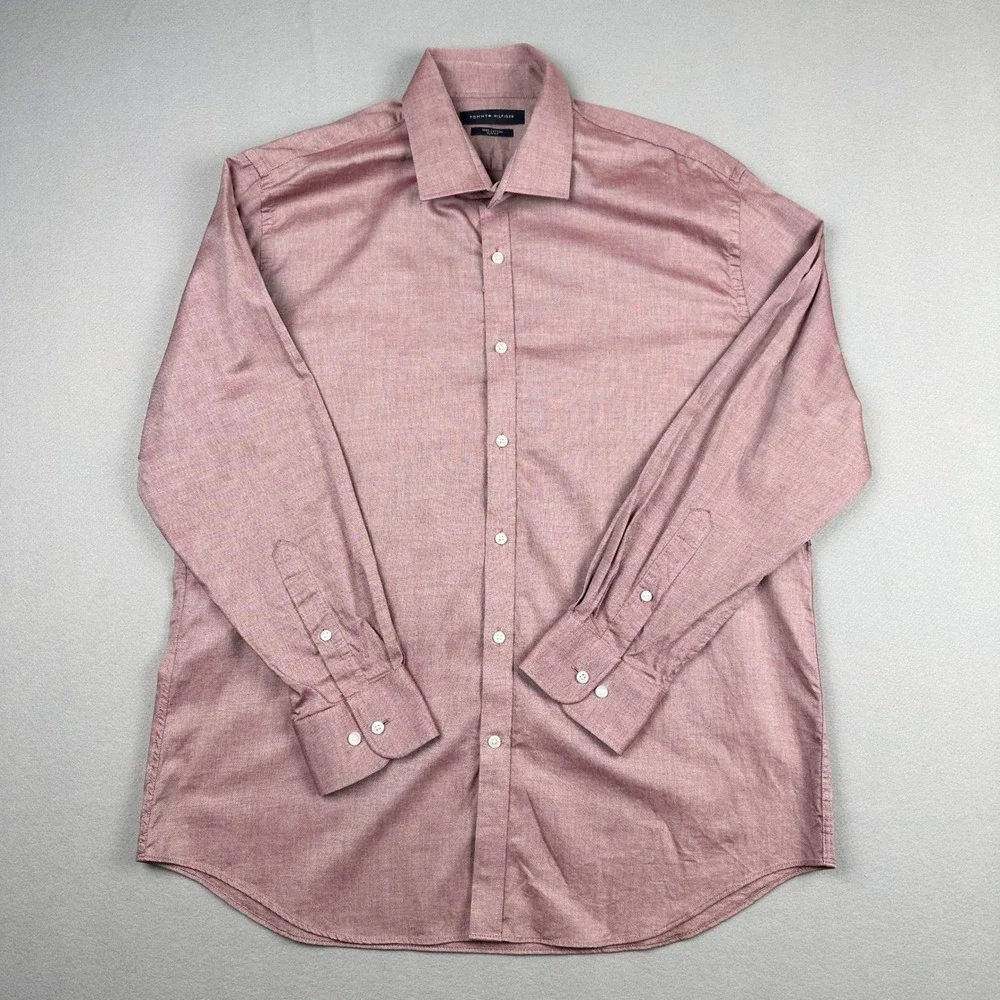 Tommy Hilfiger Dress Shirt Mens XL Slim Fit Cotton Long Sleeve Button Down